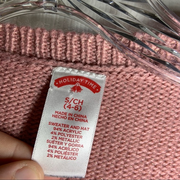 Holiday Time Pink/White “Peace” Pullover Christmas Sweater S - Picture 2 of 8